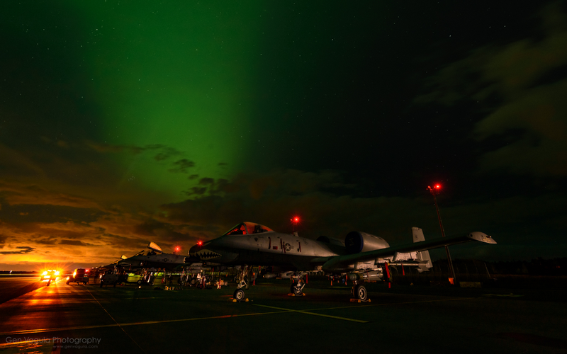 Illustration for article titled Forward Deployed A-10 Warthogs Bathe Under The Aurora Borealis In Estonia